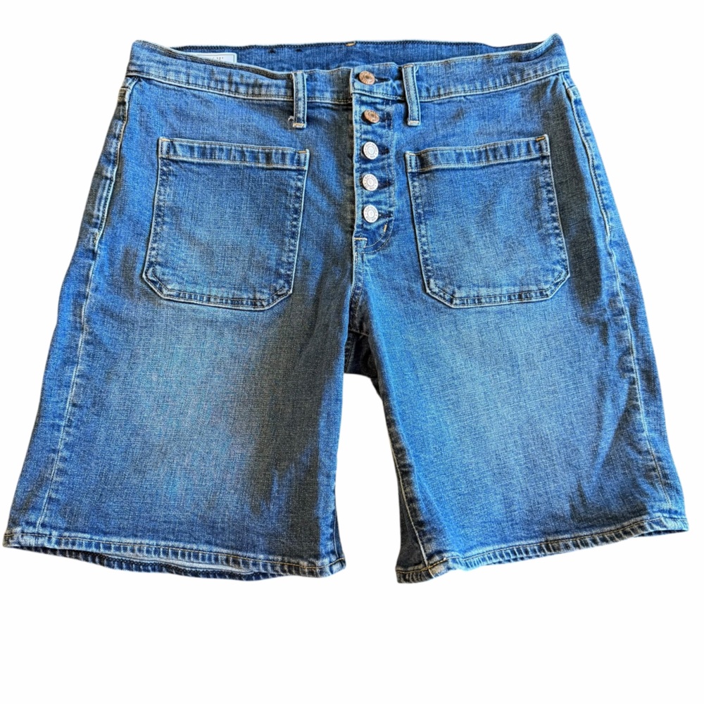 GAP Mid Rise Girlfriend Button Fly‎ Denim Shorts | Size 31 / 12 | Medium Wash